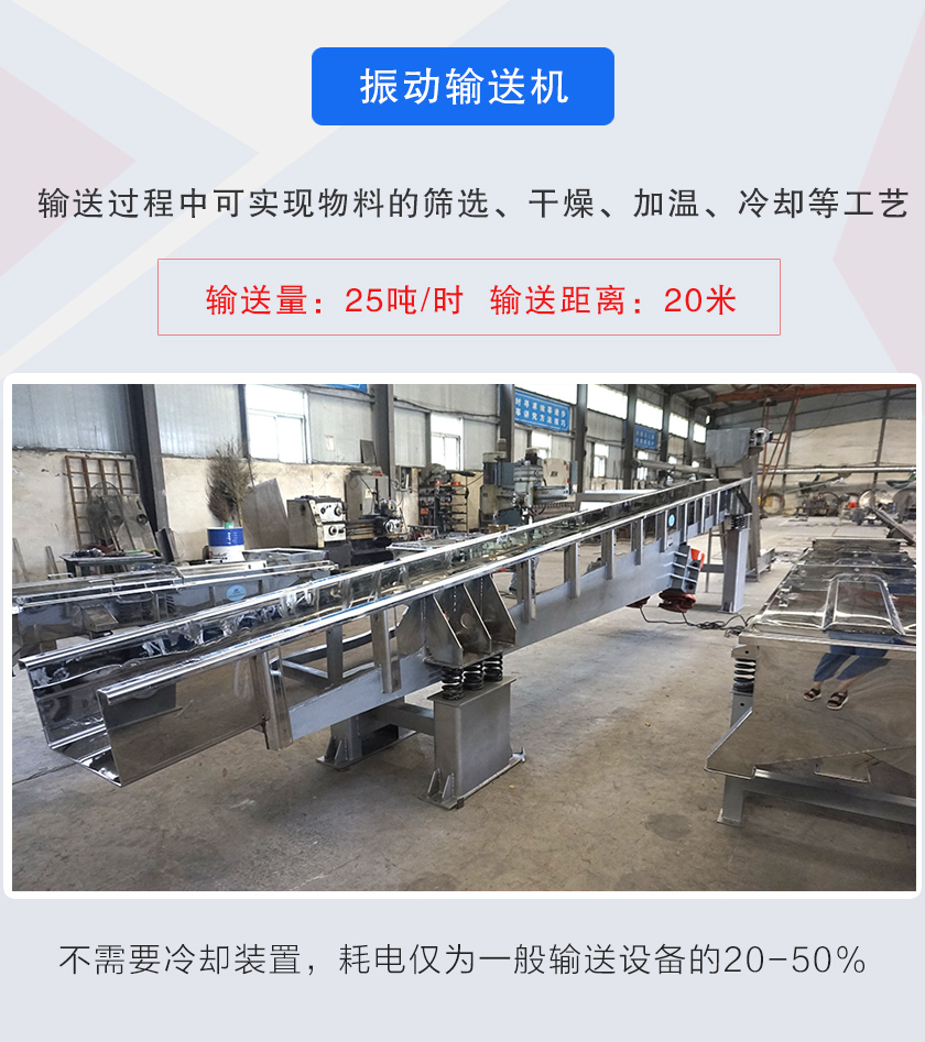 輸送過程中可實現(xiàn)物料的篩選、干燥、加溫、冷卻等工藝