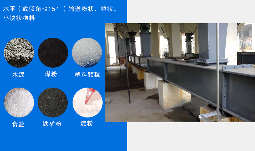 FU鏈式輸送機主要用于水平或傾斜輸送粉狀、粒狀或小塊狀物料