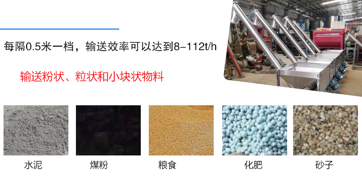 輸送粉狀、粒狀和小塊狀物料，如水泥、煤粉、糧食、化肥、灰渣、砂子等