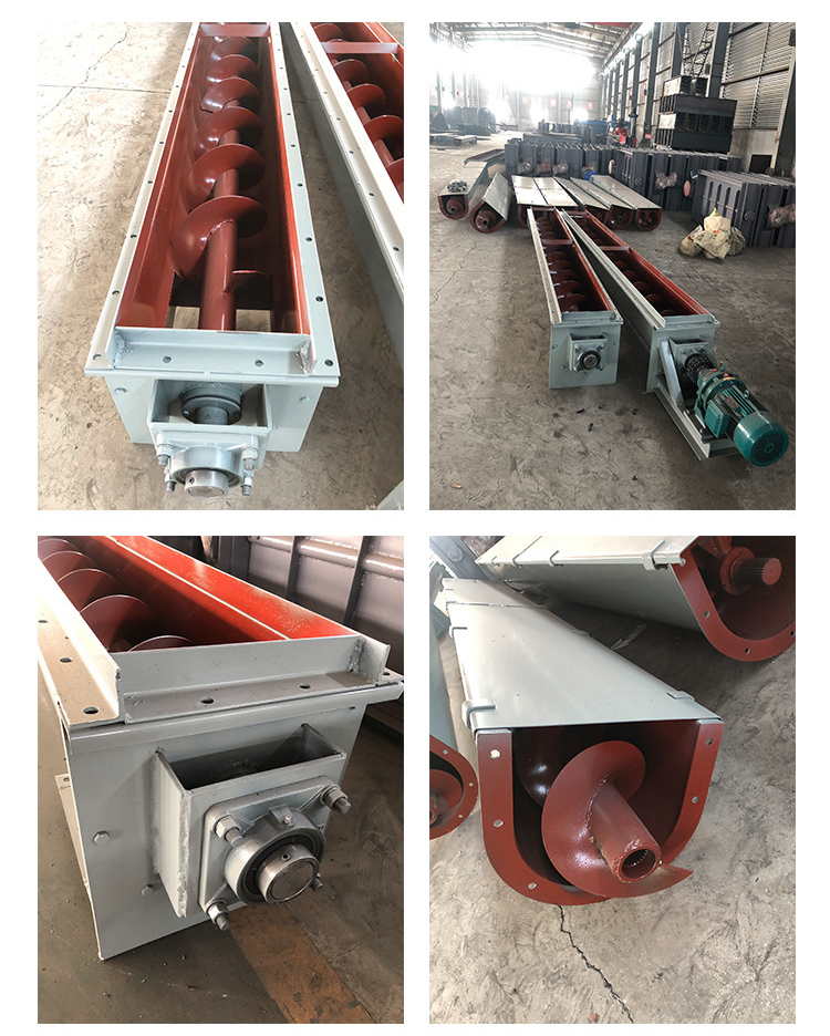 U型螺旋輸送機(jī)細(xì)節(jié)展示，采用不銹鋼材質(zhì)，輸送穩(wěn)定
